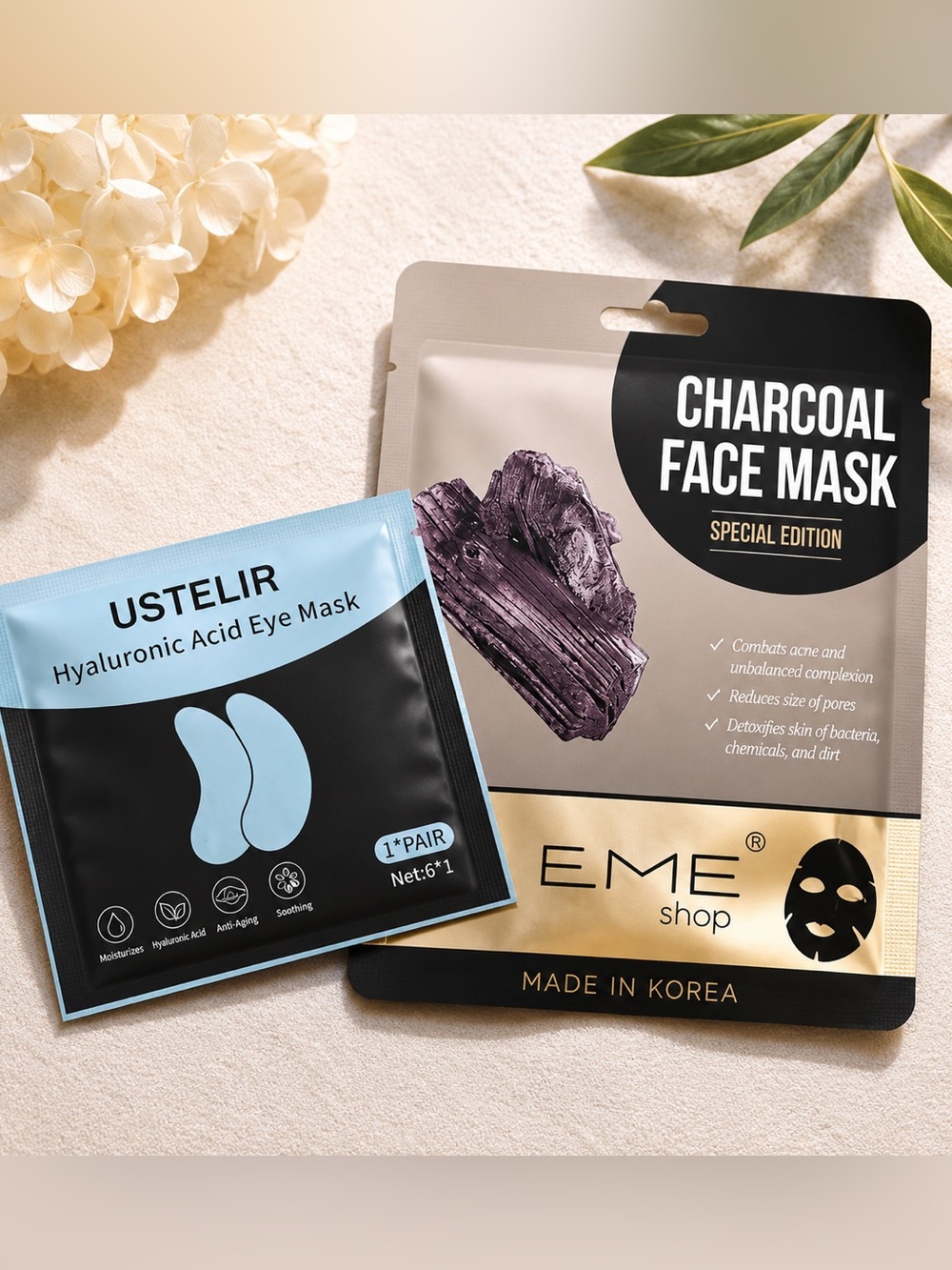 NEW Charcoal Face Mask & Hyaluronic Acid Eye Mask Duo